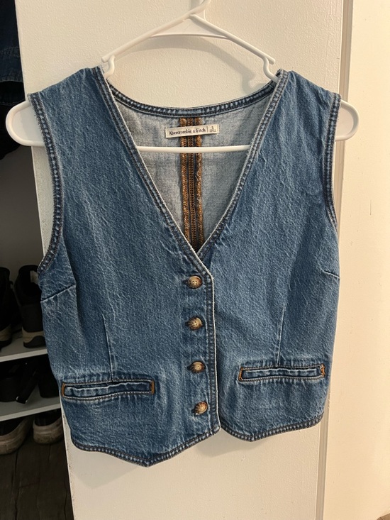 Abercrombie & Fitch Tops - Abercrombie & Fitch Light Blue Denim Vest with Contrast Trim